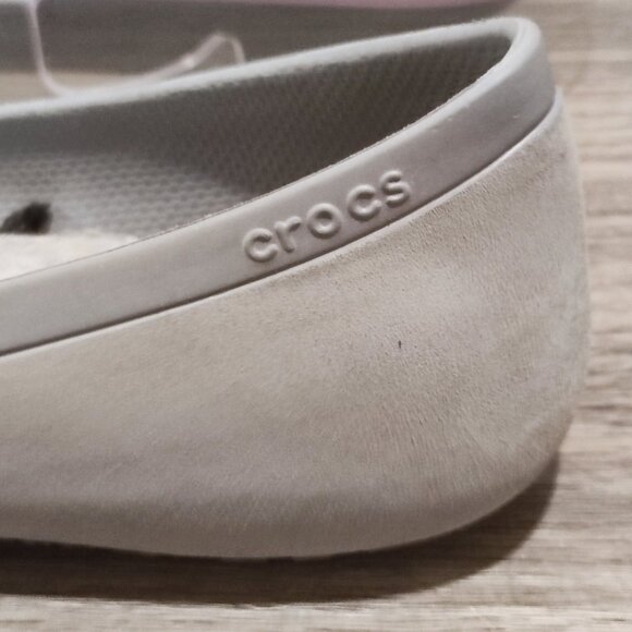Crocs Ballet Flats Sz 8 Grey Rubber Minimalist Round Toe Comfort Ballerina Shoe - Picture 6 of 14